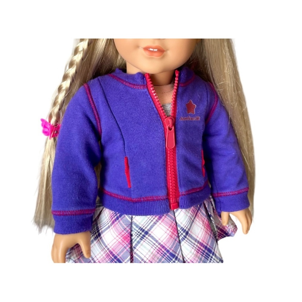 American Girl Doll Purple Zip Up Sweater Retired
